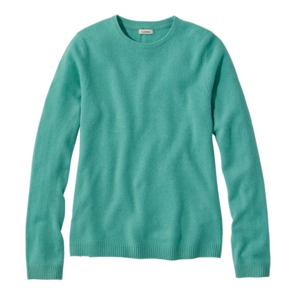 L.L. Bean Women's 100% Cashmere Classic Crew Neck Turquoise Sweater - Picture 1 of 8
